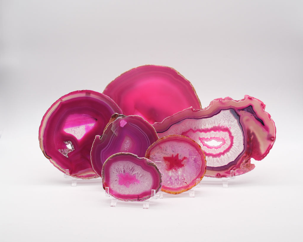 Agate rose teintée en tranche