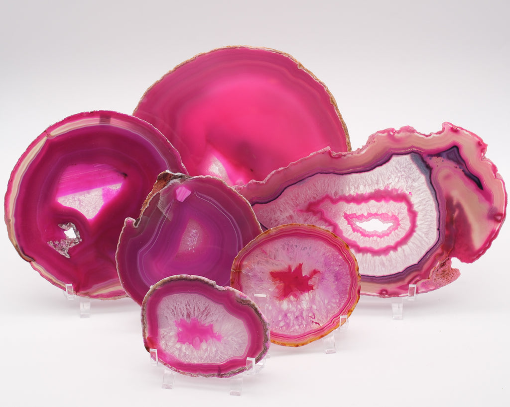 Agate rose teintée en tranche