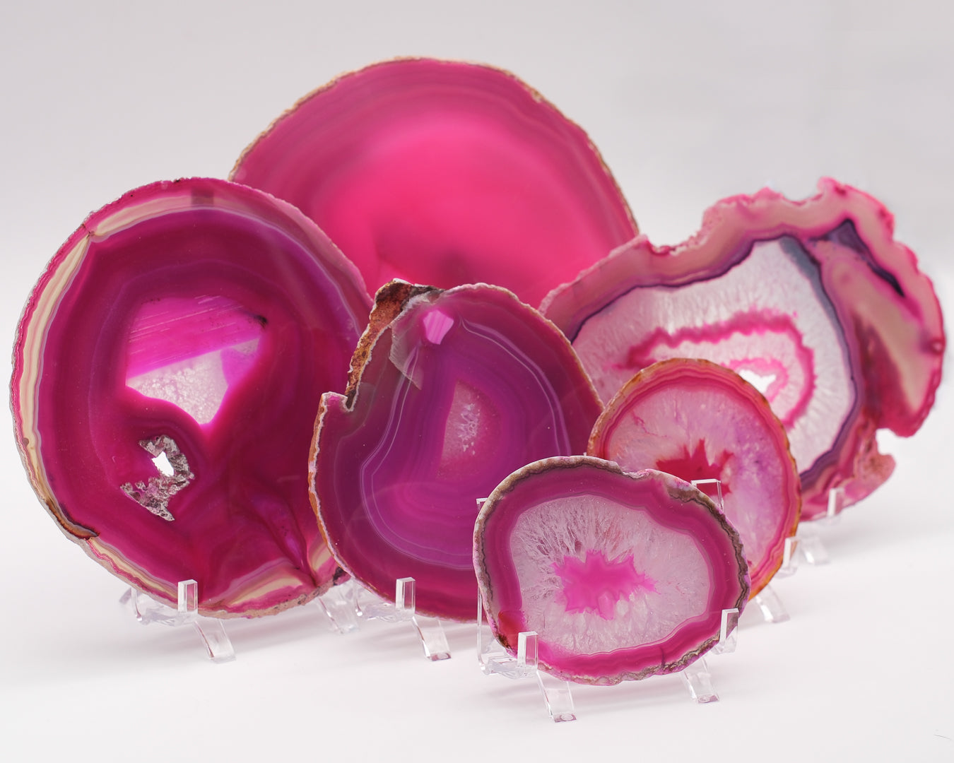 Agate rose teintée en tranche