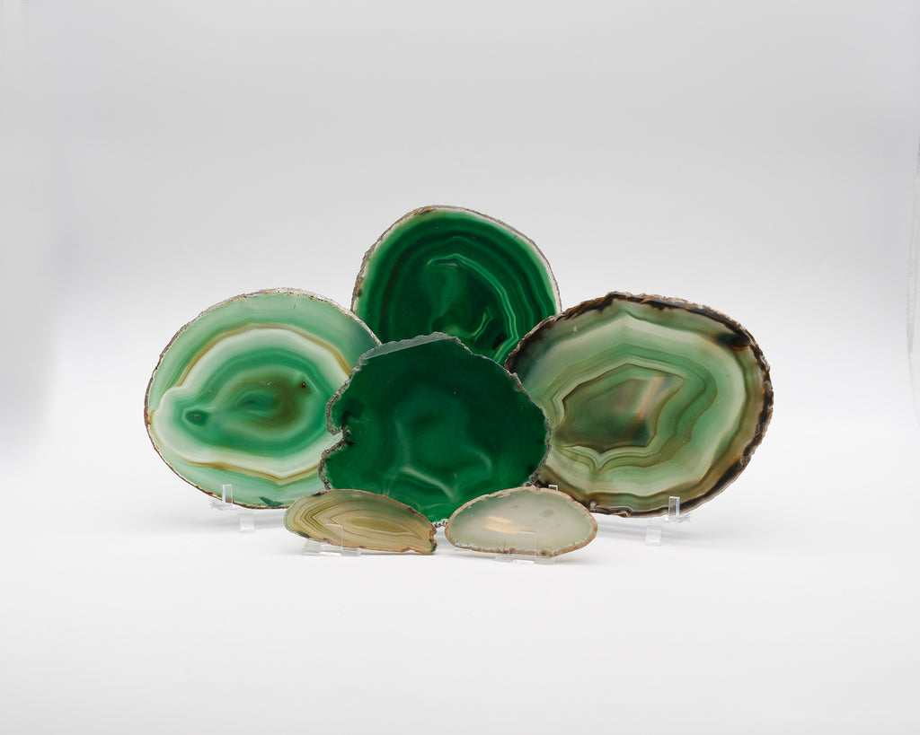 Agate zonée teintée en tranche verte