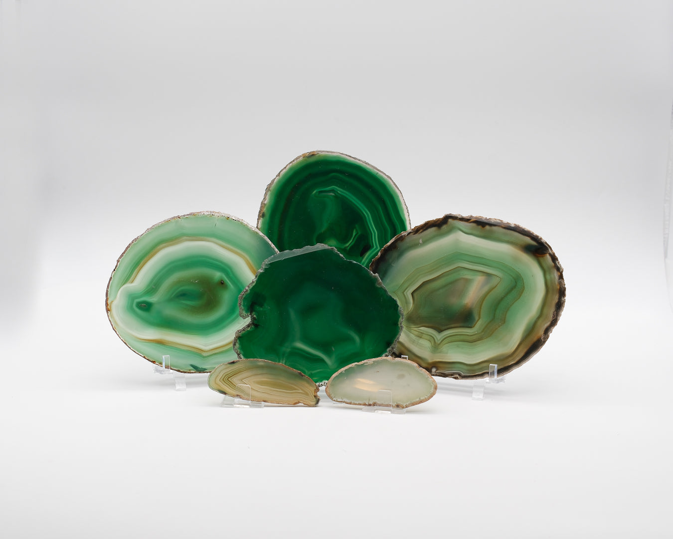 Agate zonée teintée en tranche verte