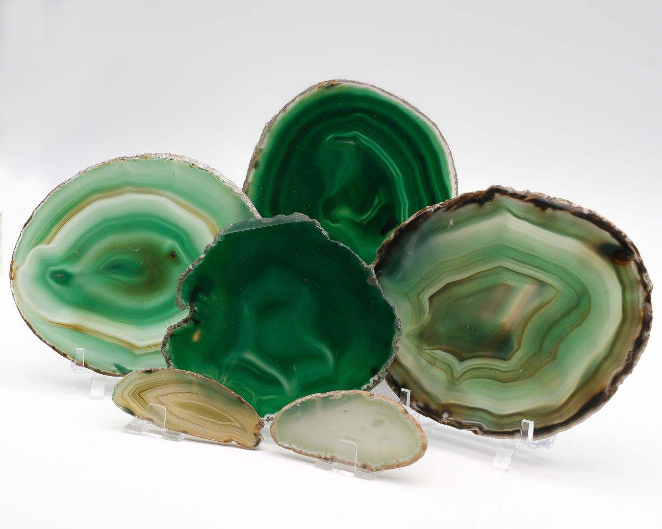 Agate zonée teintée en tranche verte