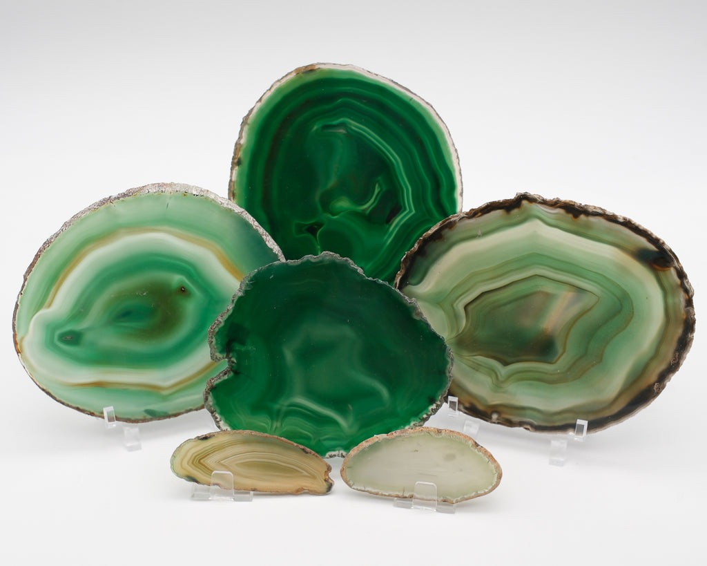 Agate zonée teintée en tranche verte