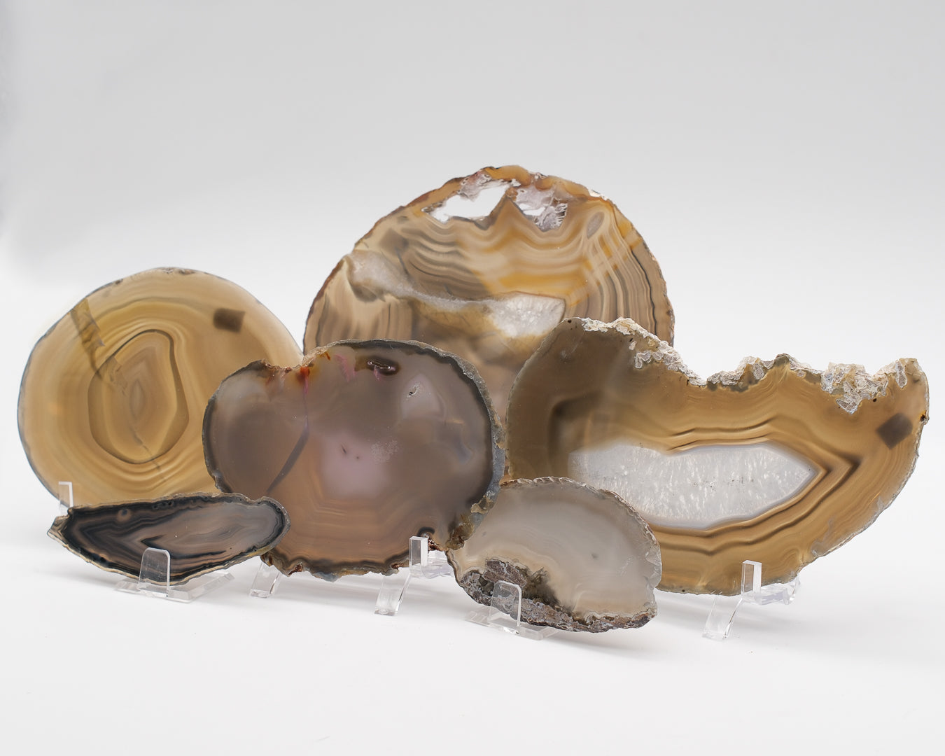 Agate zonée naturelle en tranche beige