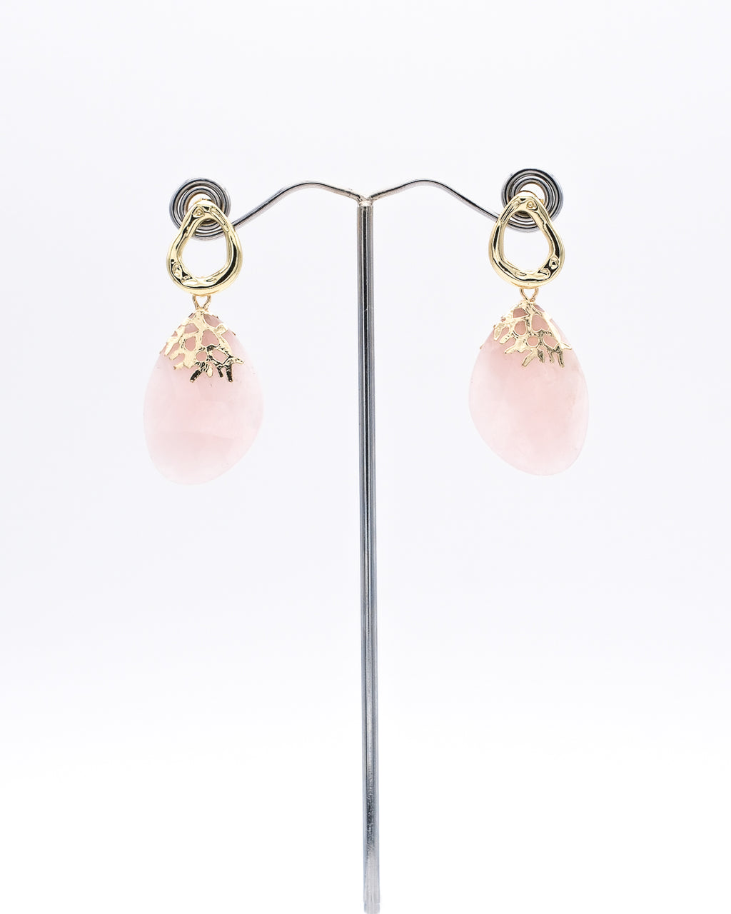 Quartz rose et feuille de corail