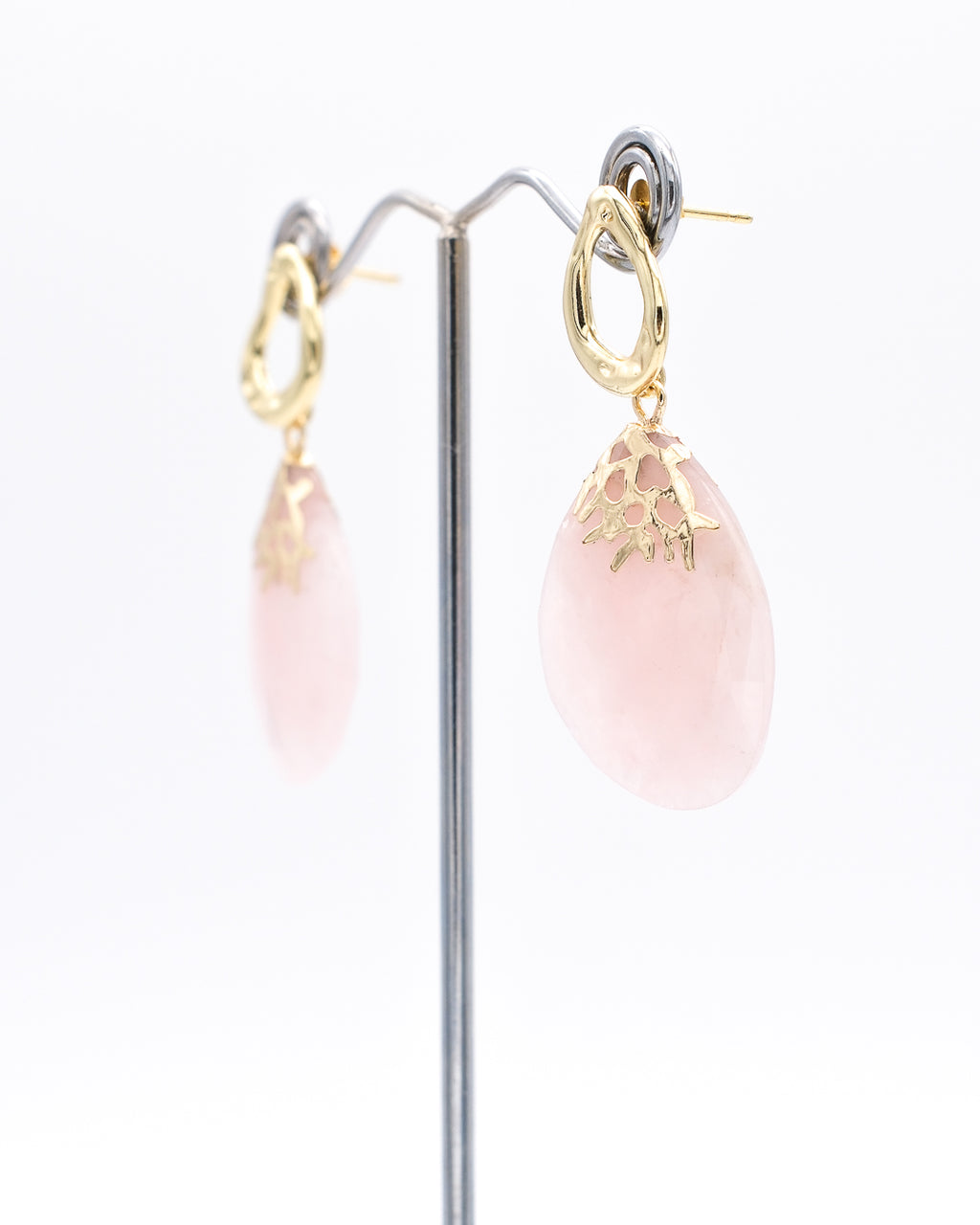 Quartz rose et feuille de corail