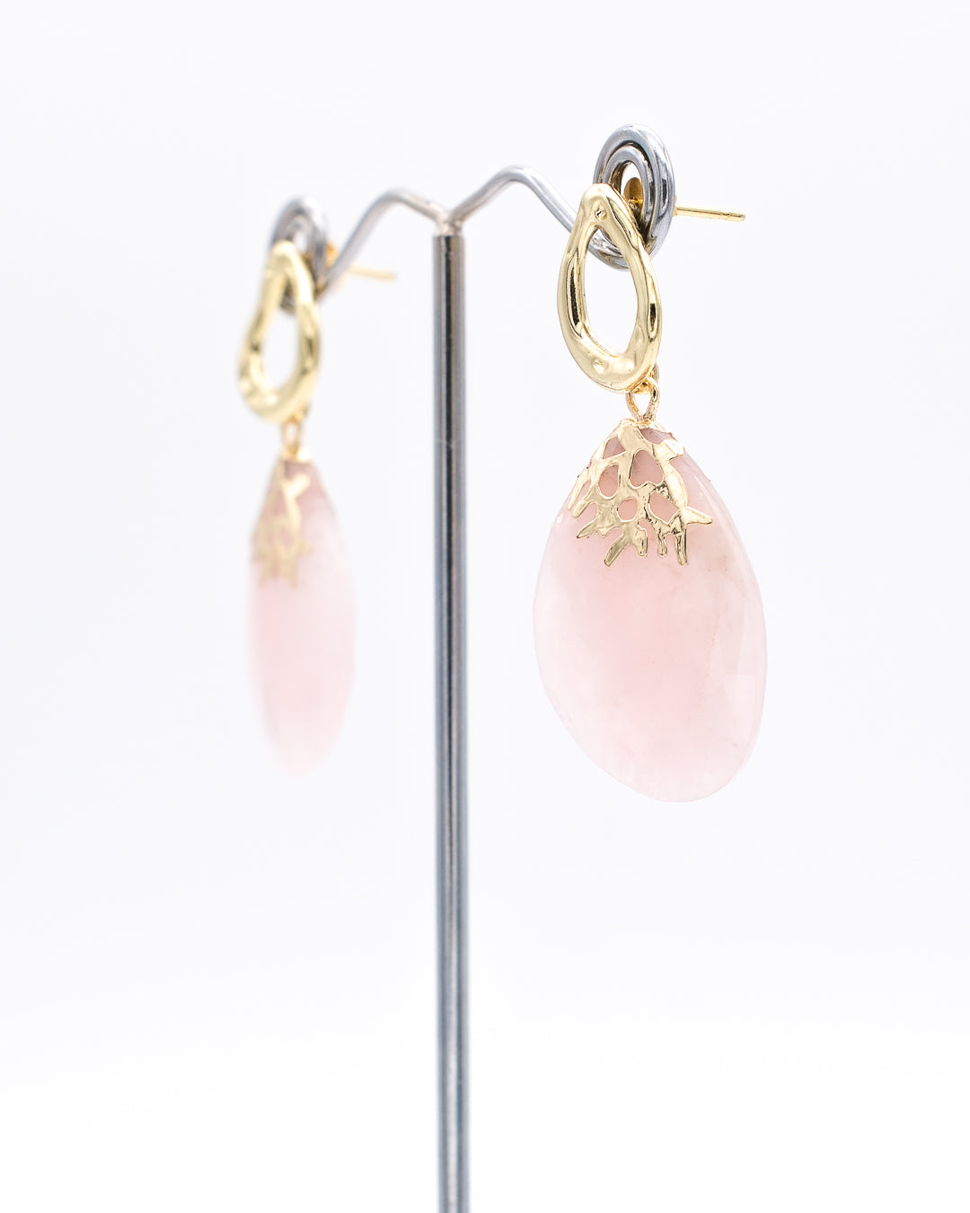 Quartz rose et feuille de corail