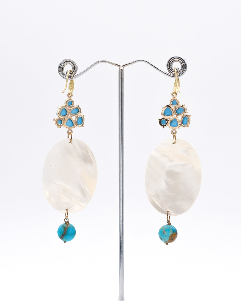 Jeu de dames sur camée, turquoise naturelle et cristal