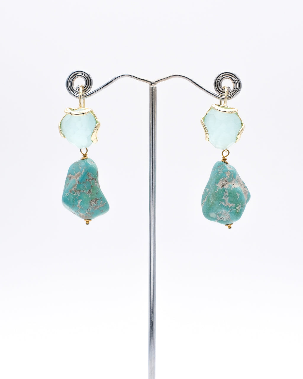 Turquoise naturelle et cristal œil de chat