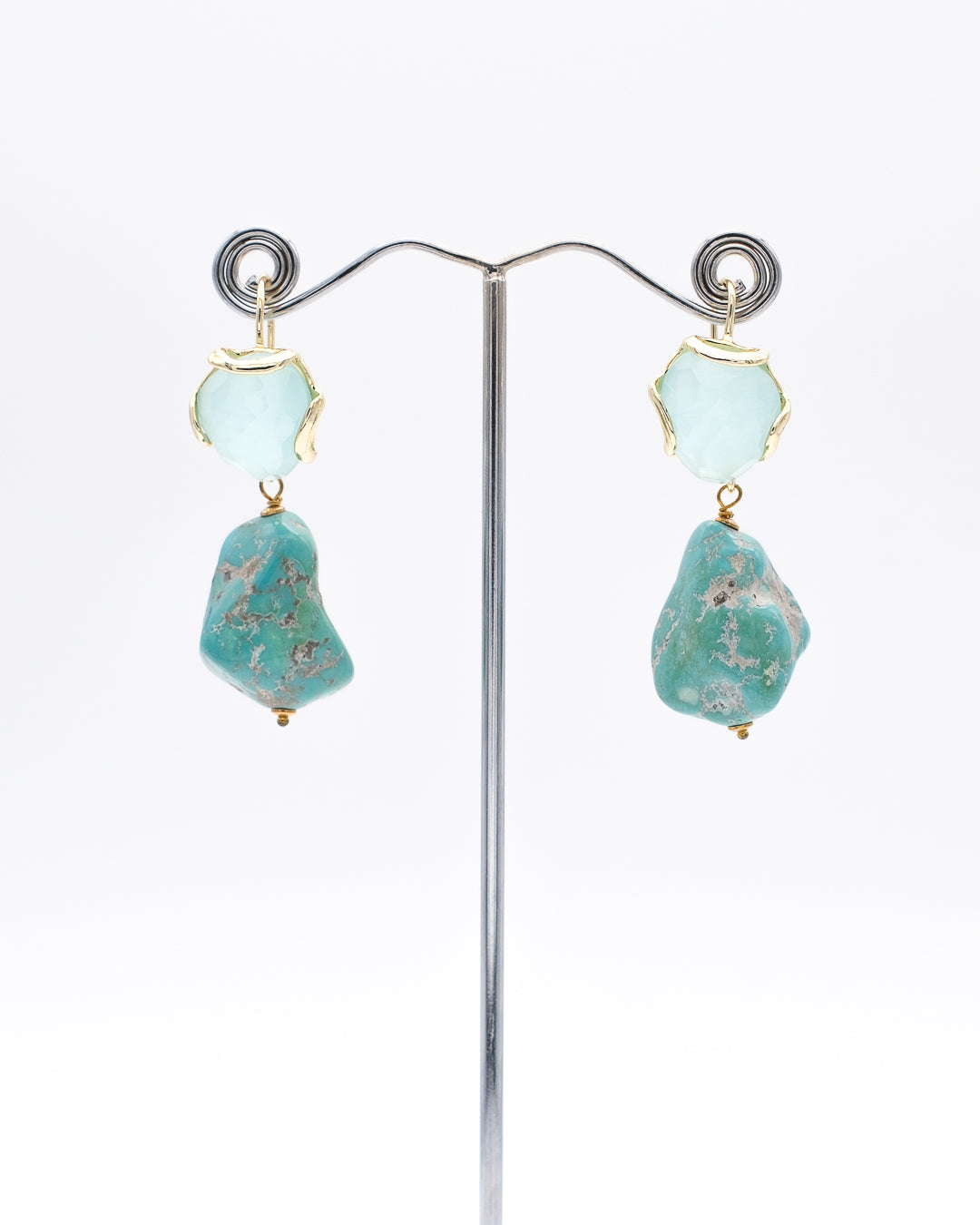 Turquoise naturelle et cristal œil de chat