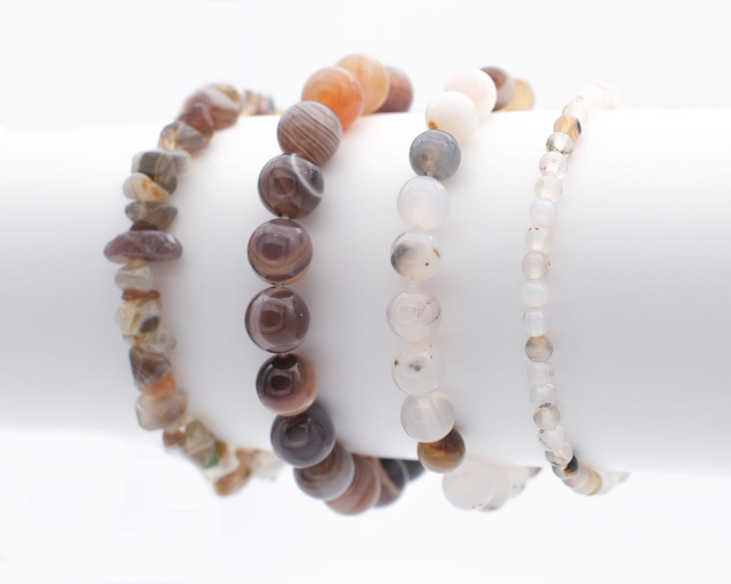 Agate naturelle zonée et agate plume