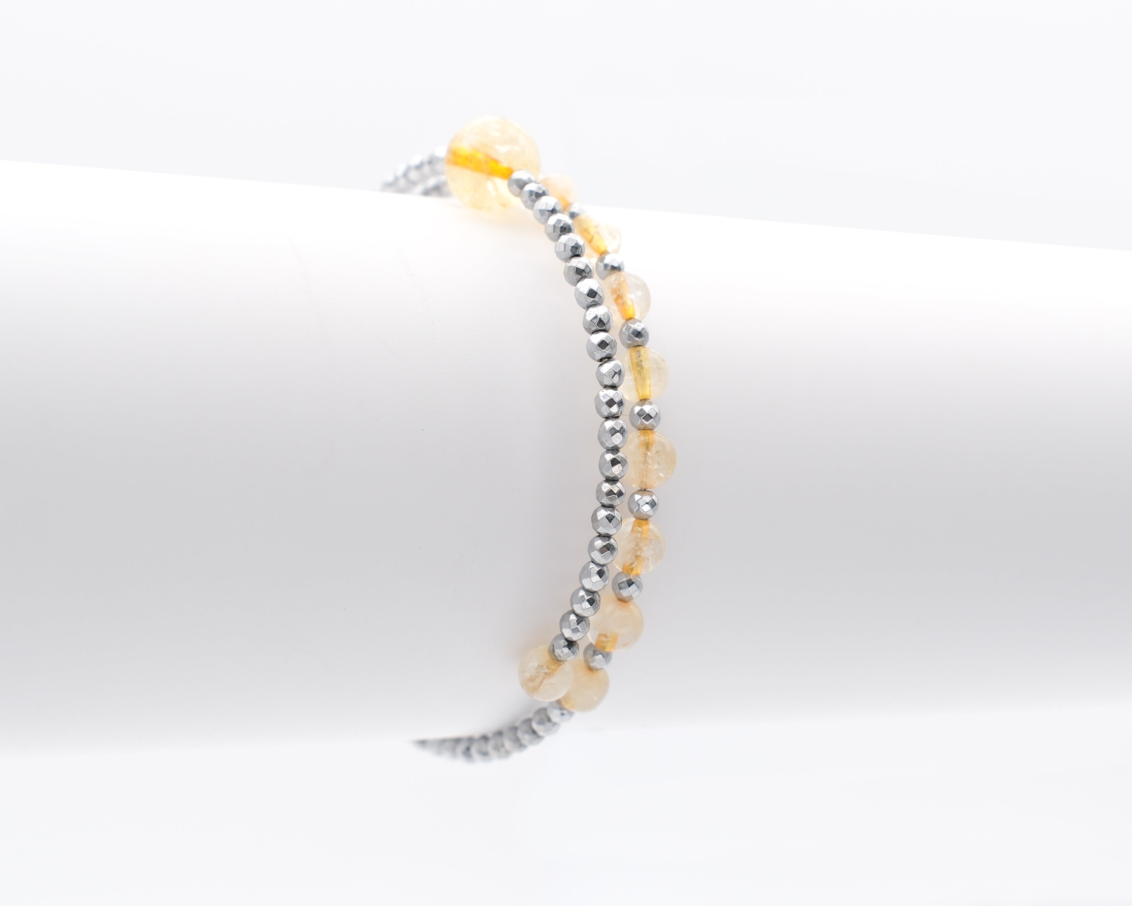 Citrine et hématite rhodiée