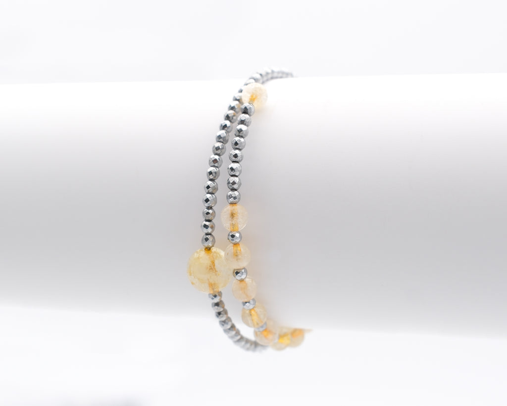 Citrine et hématite rhodiée