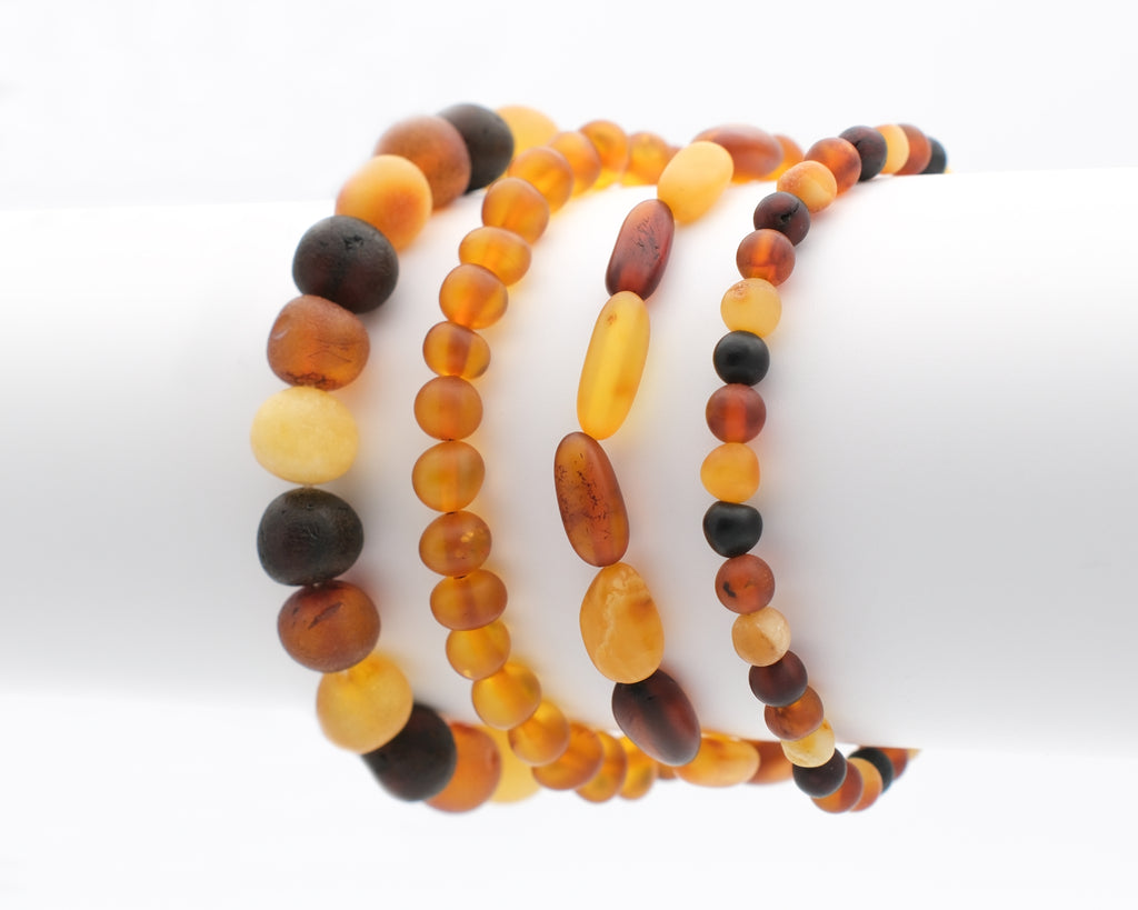 Ambre naturelle dépolie et perles variées