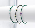Malachite et hématite, malachite et spinelle noire, malachite et améthyste